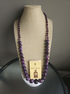 Vintage Meli Melo Paris Marbled Purple Beaded Necklace – French Designer